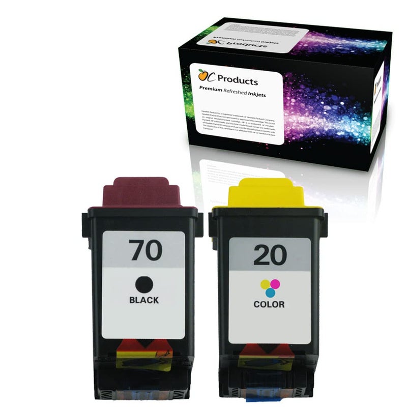OCProducts Refilled Ink Cartridge Replacement for Lexmark 70 and 20 for Lexmark X4270 X73 X83 X85 X125 Z45 Z43 Z82 Printers 12A1970 15M0120 (1 Black 1 Color)